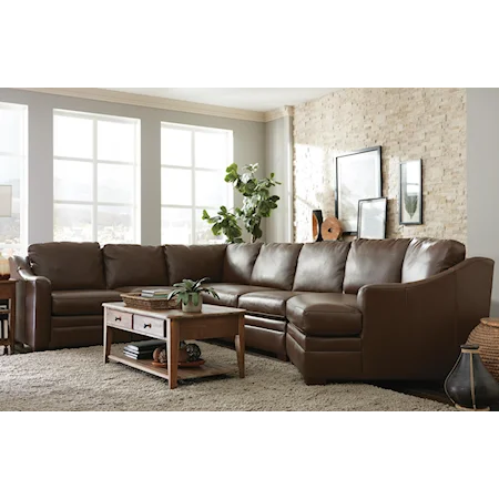 Customizable 3 Piece Leather Sectional Sofa with 1 Power Recliner and RAF Cuddler Chair